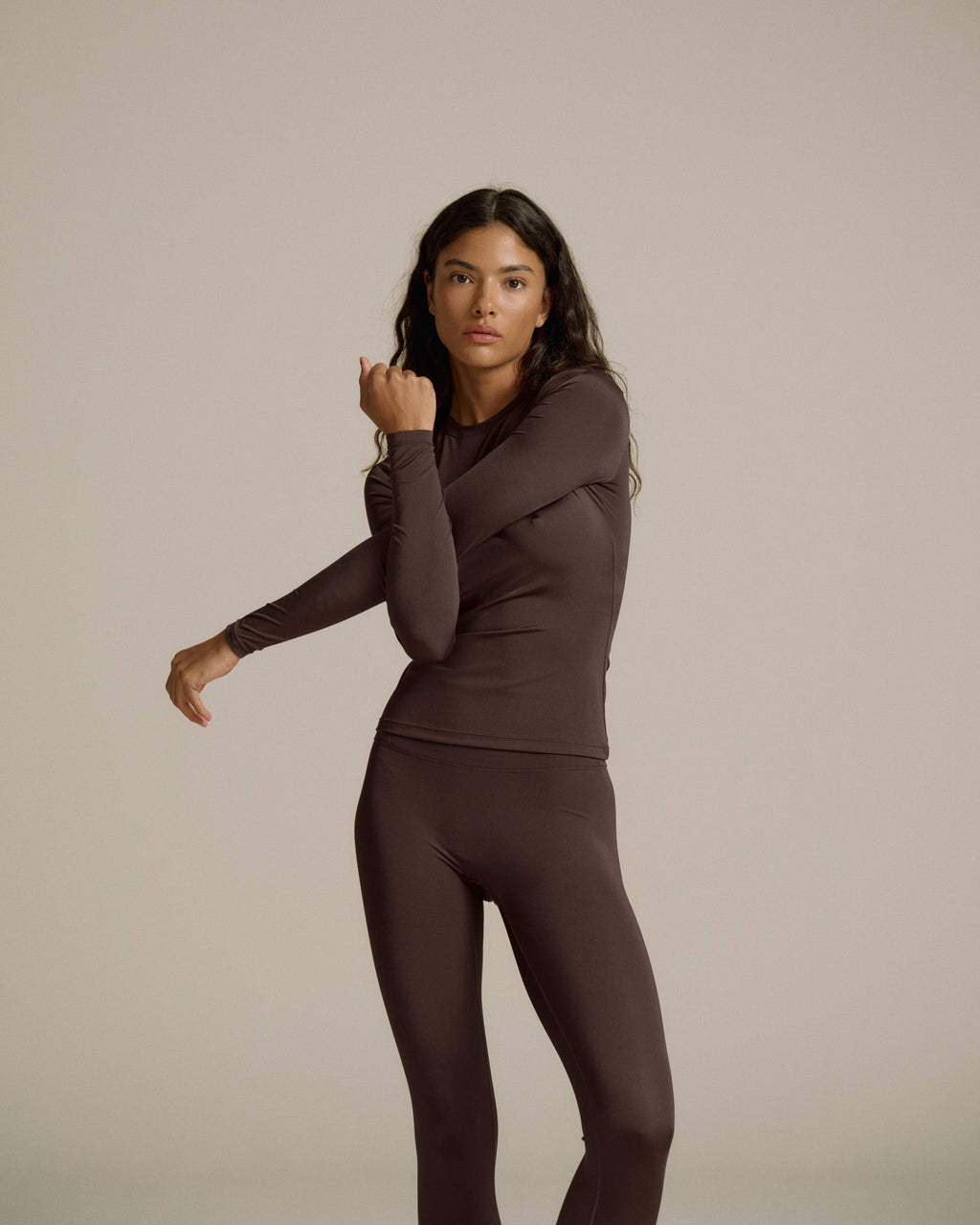 Ultimate Gloss Long Sleeve Top - Chocolate Brown