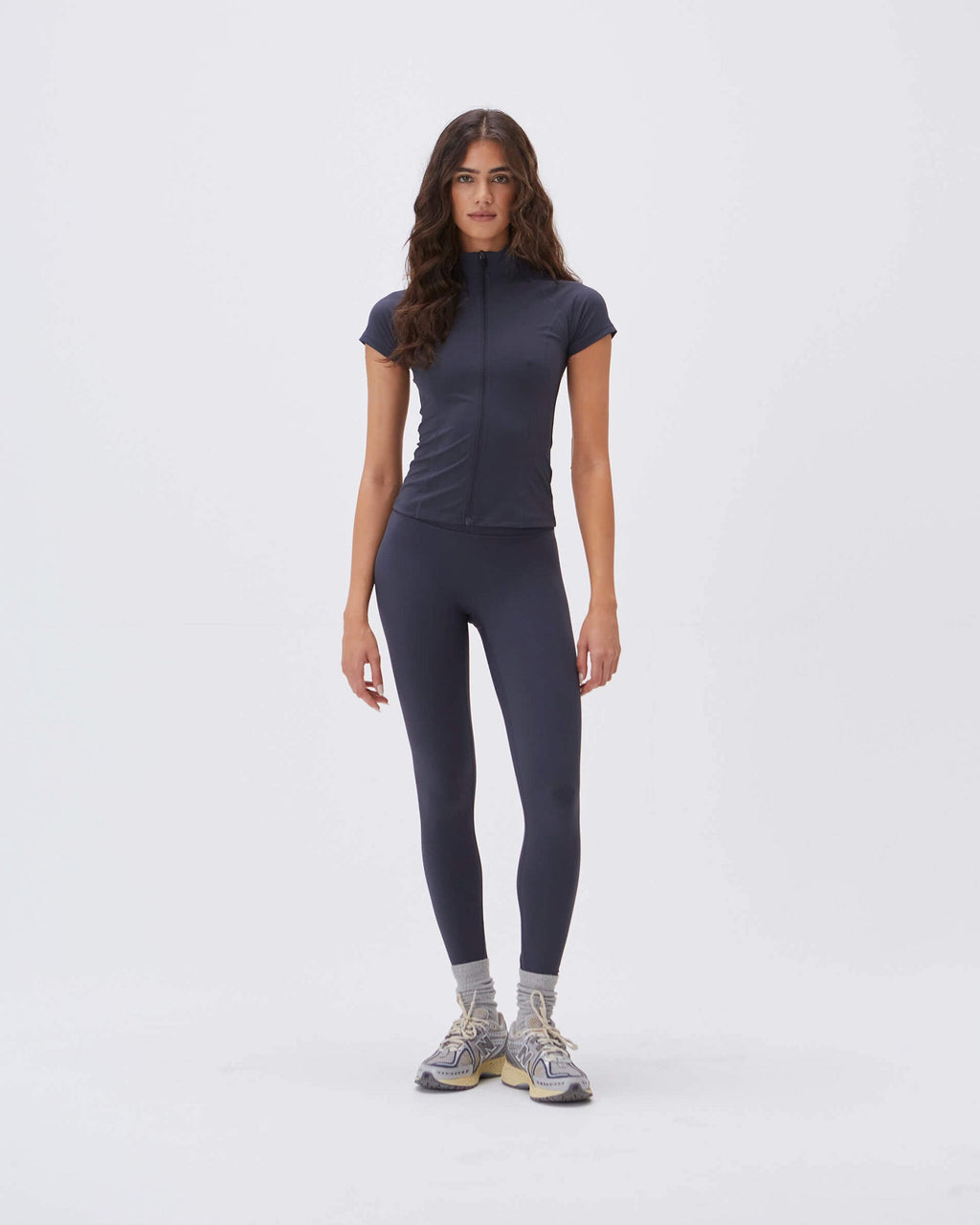 Ultimate Short Sleeve Zip Up Top - Midnight Blue
