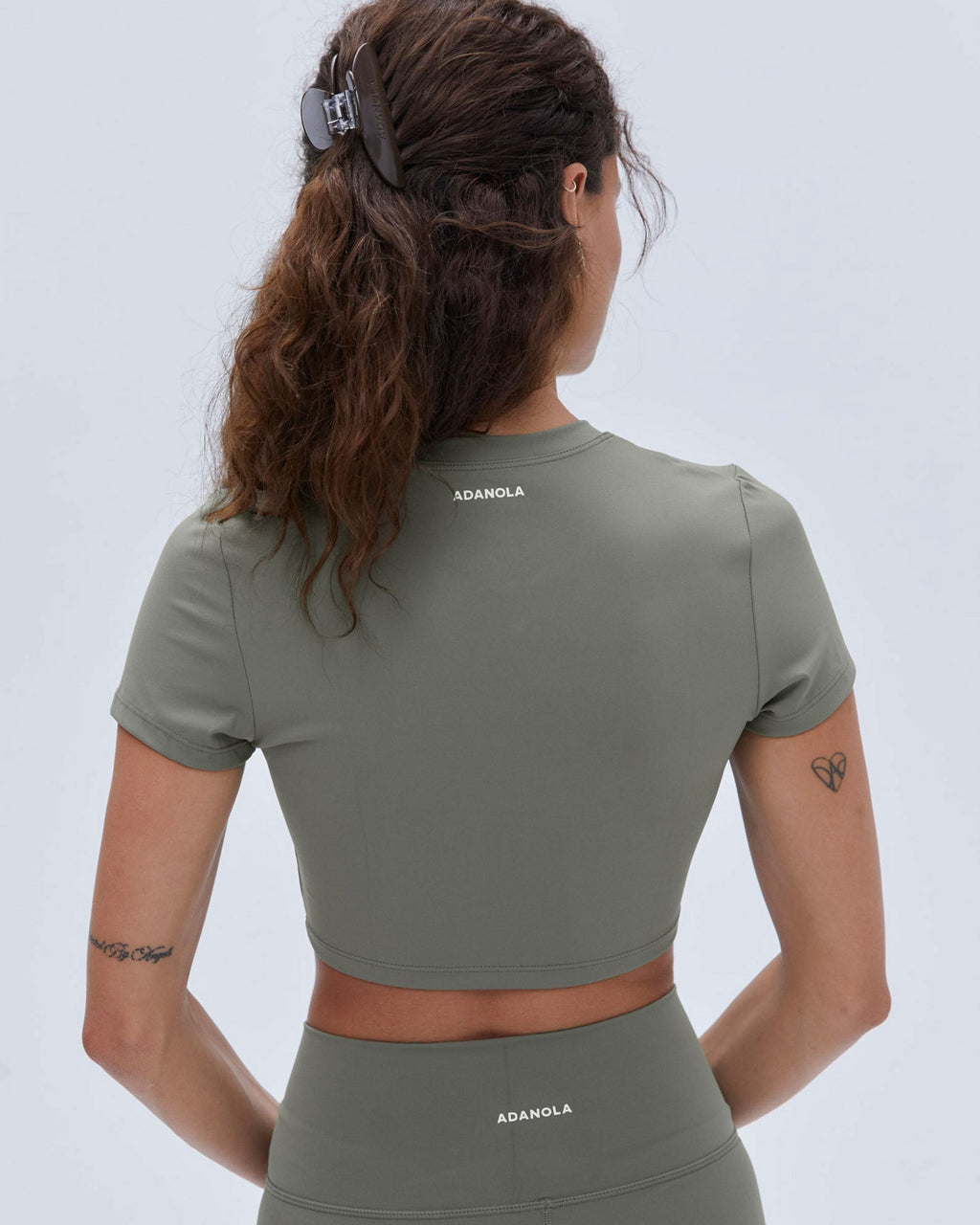 Short Sleeve Crop Top - Olive Green