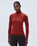 Seamless Base Layer Overlay Long Sleeve Top - Red