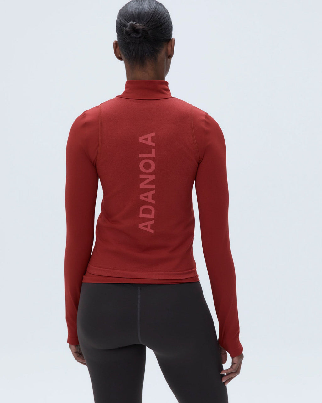 Seamless Base Layer Overlay Long Sleeve Top - Red