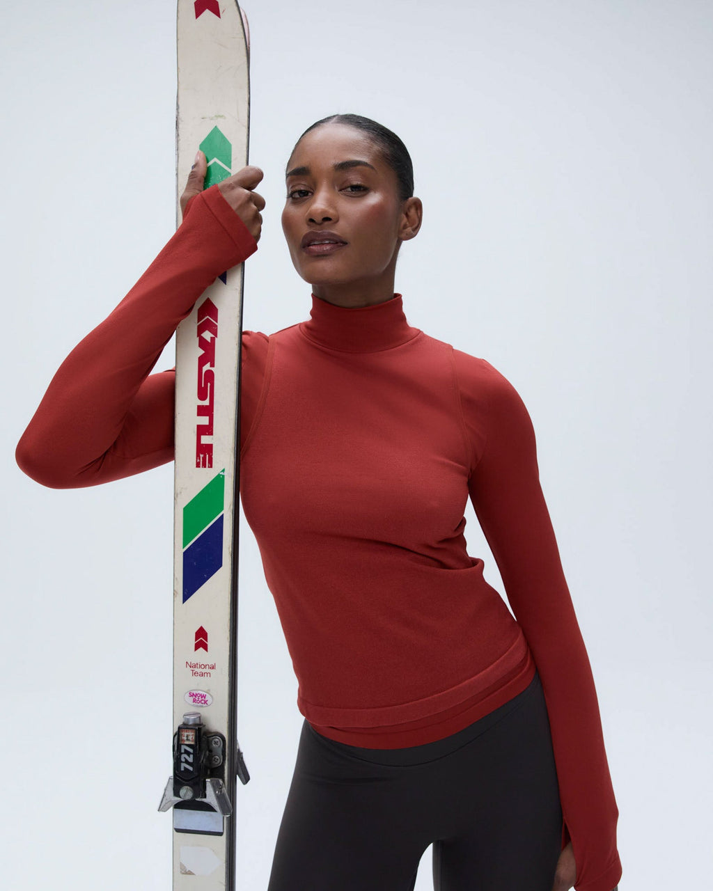 Seamless Base Layer Overlay Long Sleeve Top - Red