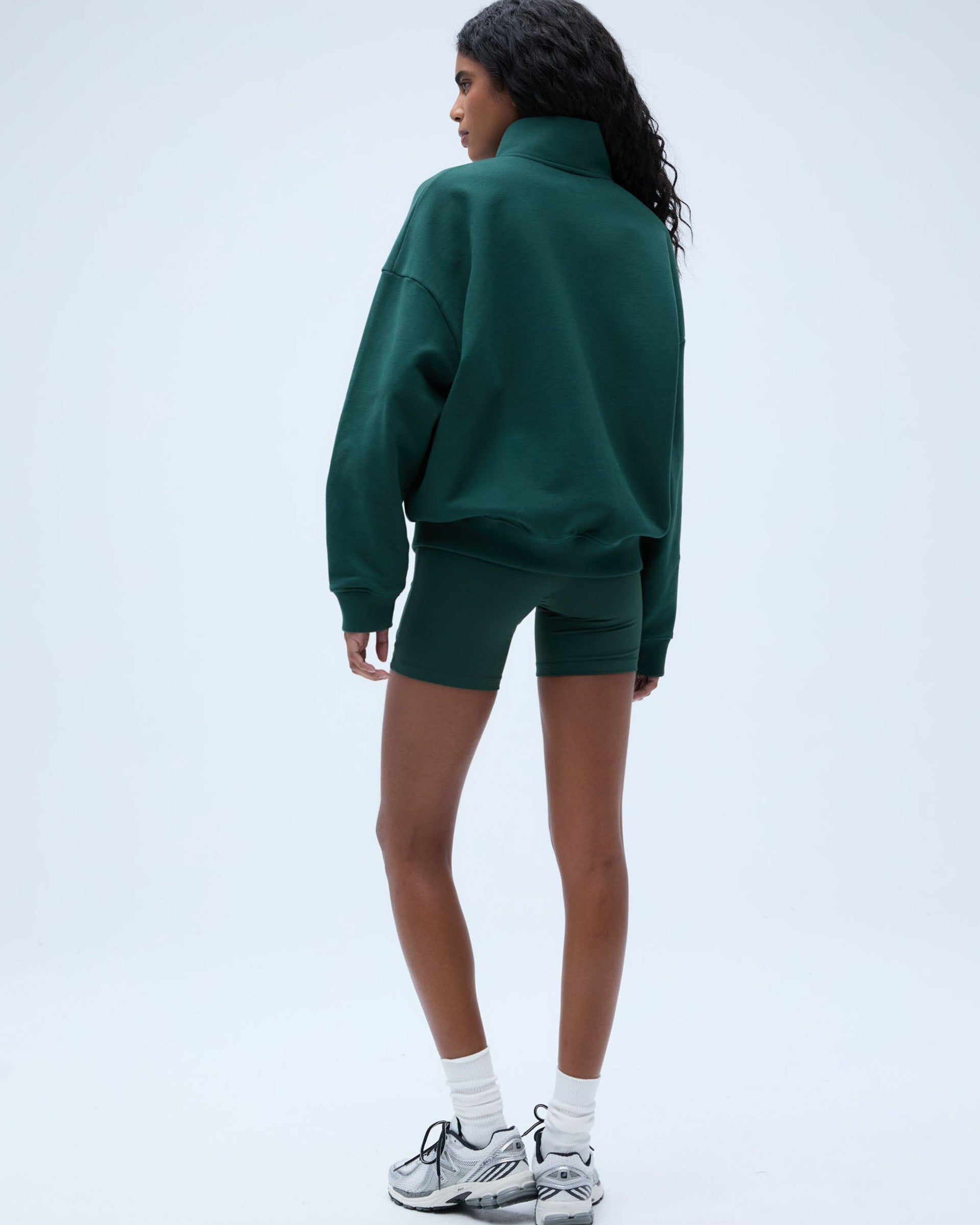 Runners Oversized Funnel Full Zip Sweatshirt - Pine Green