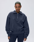 Relaxed Funnel Neck Zip Sweatshirt - Midnight Blue