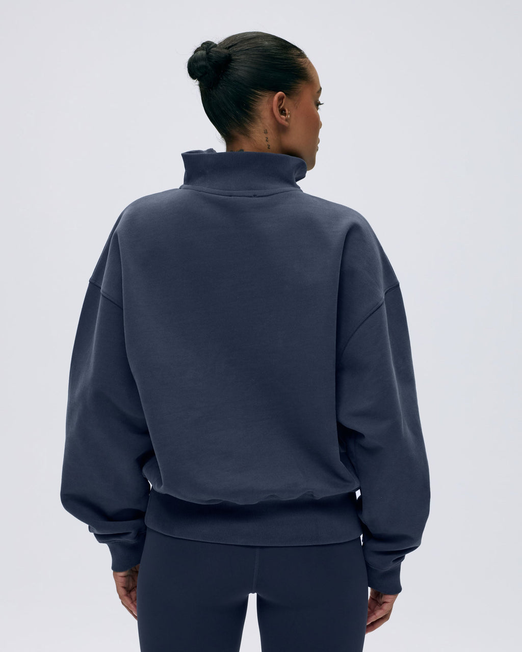 Relaxed Funnel Neck Zip Sweatshirt - Midnight Blue