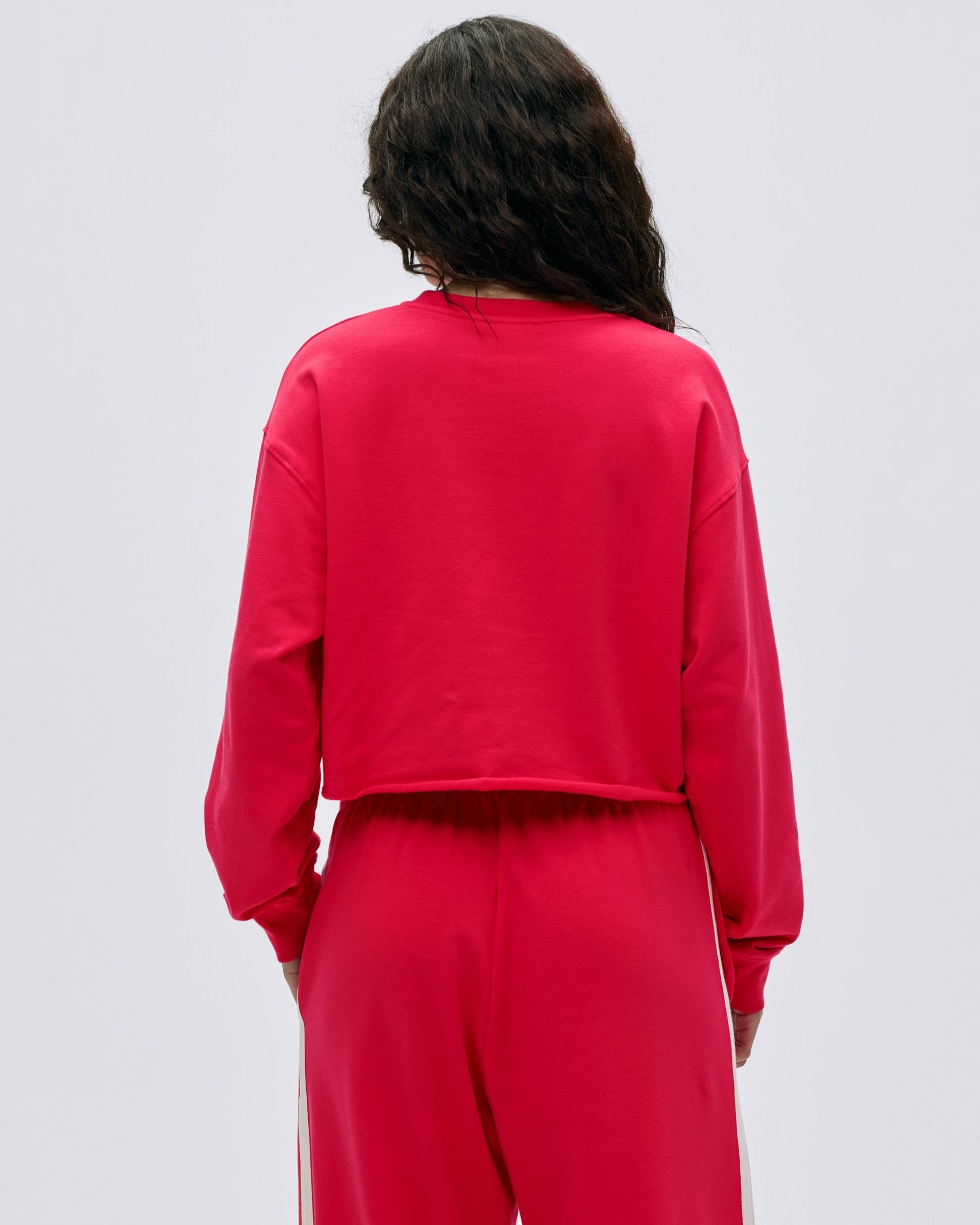 Campus Modal-Blend Crop Sweatshirt - Apple Red