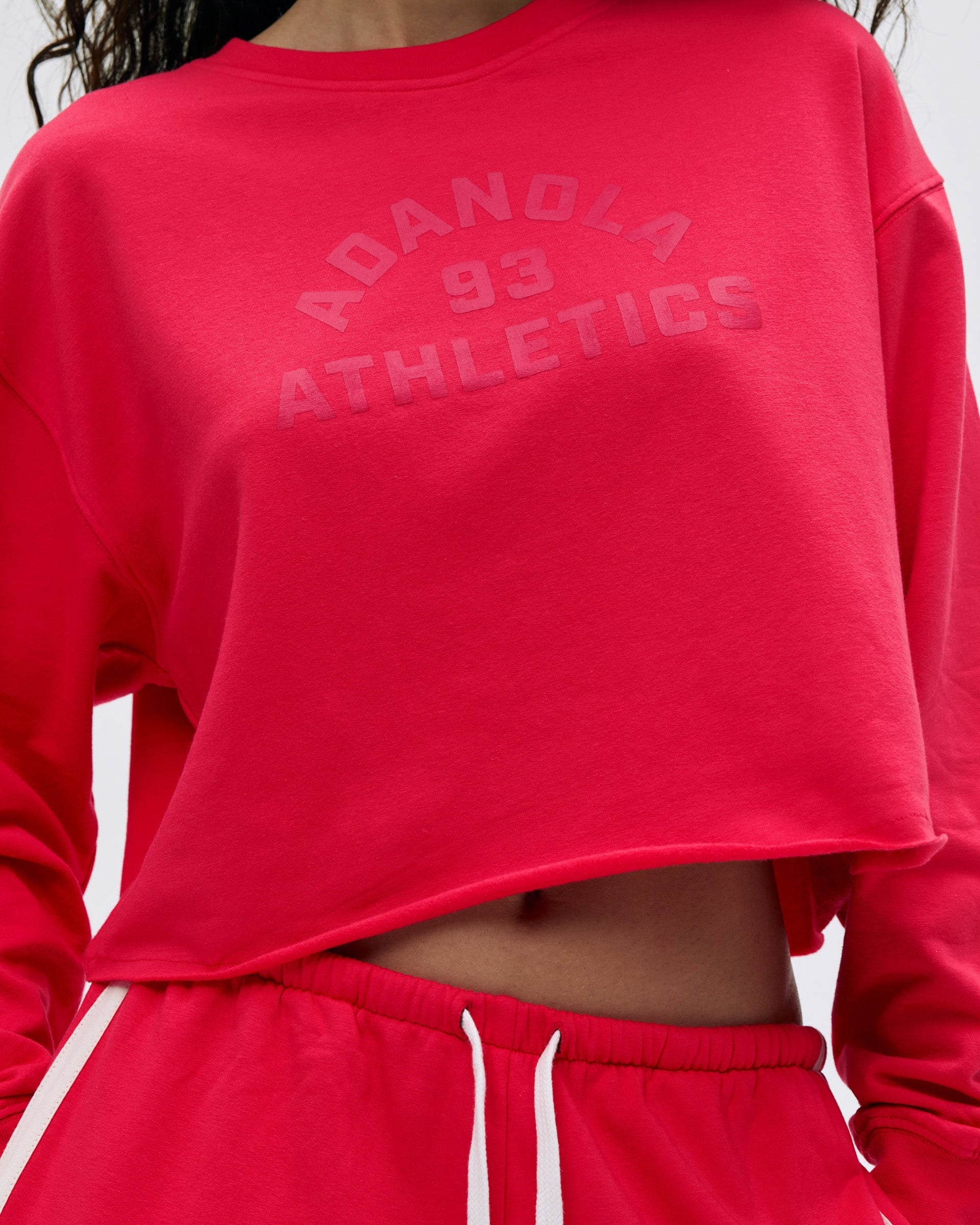 Campus Modal-Blend Crop Sweatshirt - Apple Red