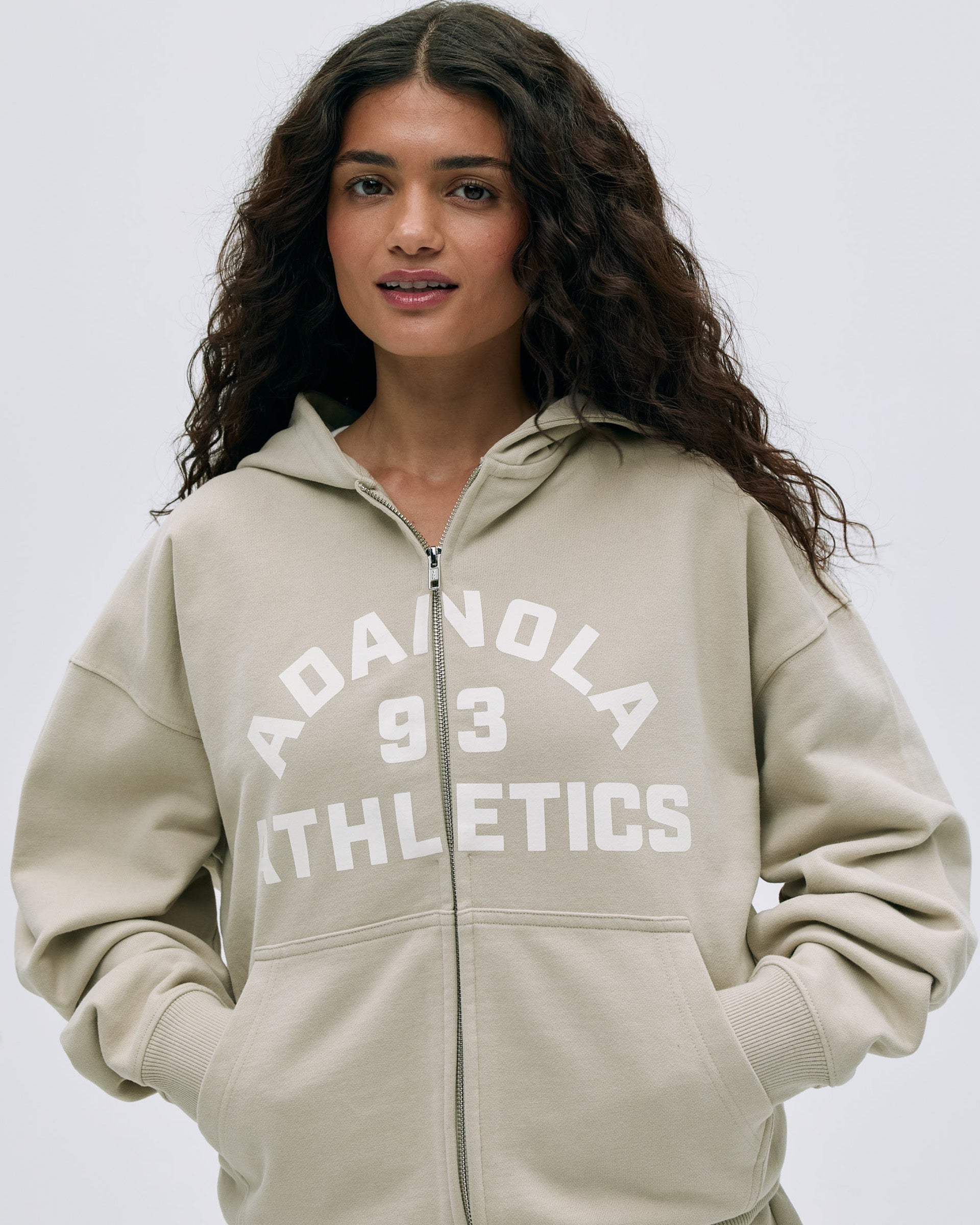 Campus Oversized Full Zip Hoodie - Stone
