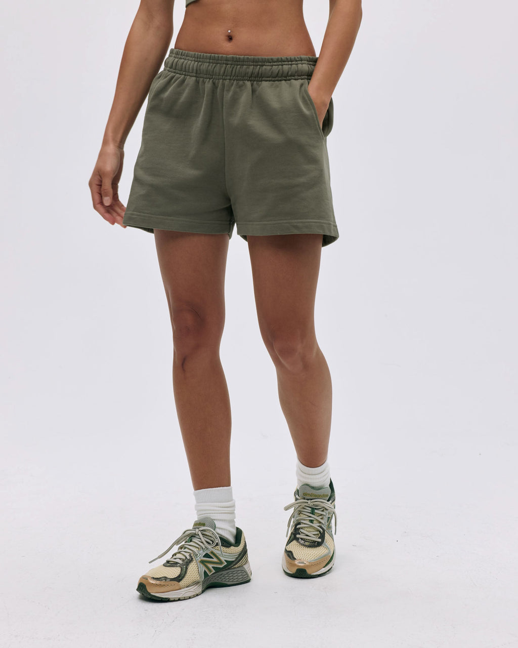 Branded Sweat Shorts - Olive Green