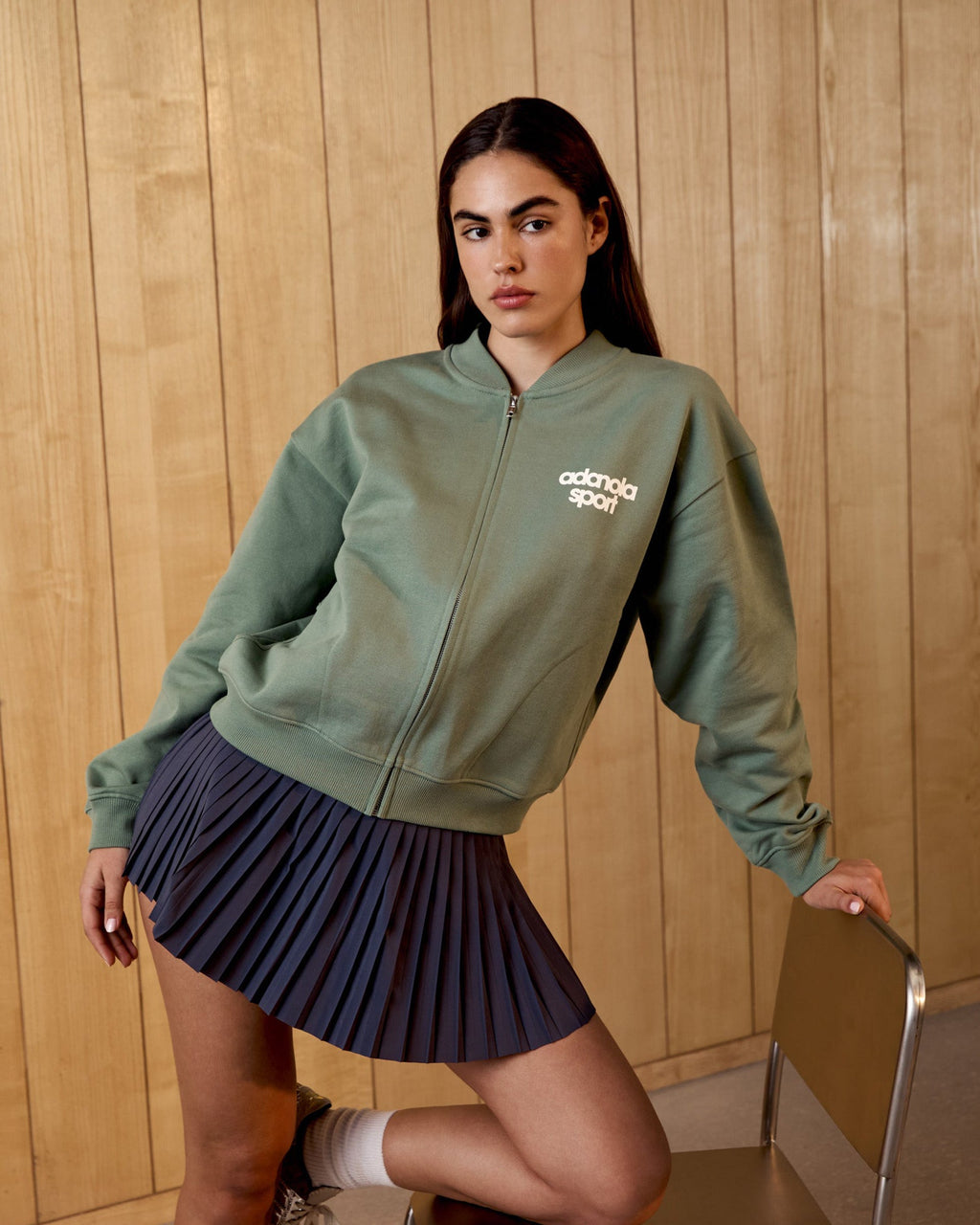 AS Bold Oversized Full Zip Sweatshirt - Eden Green/Marshmallow White