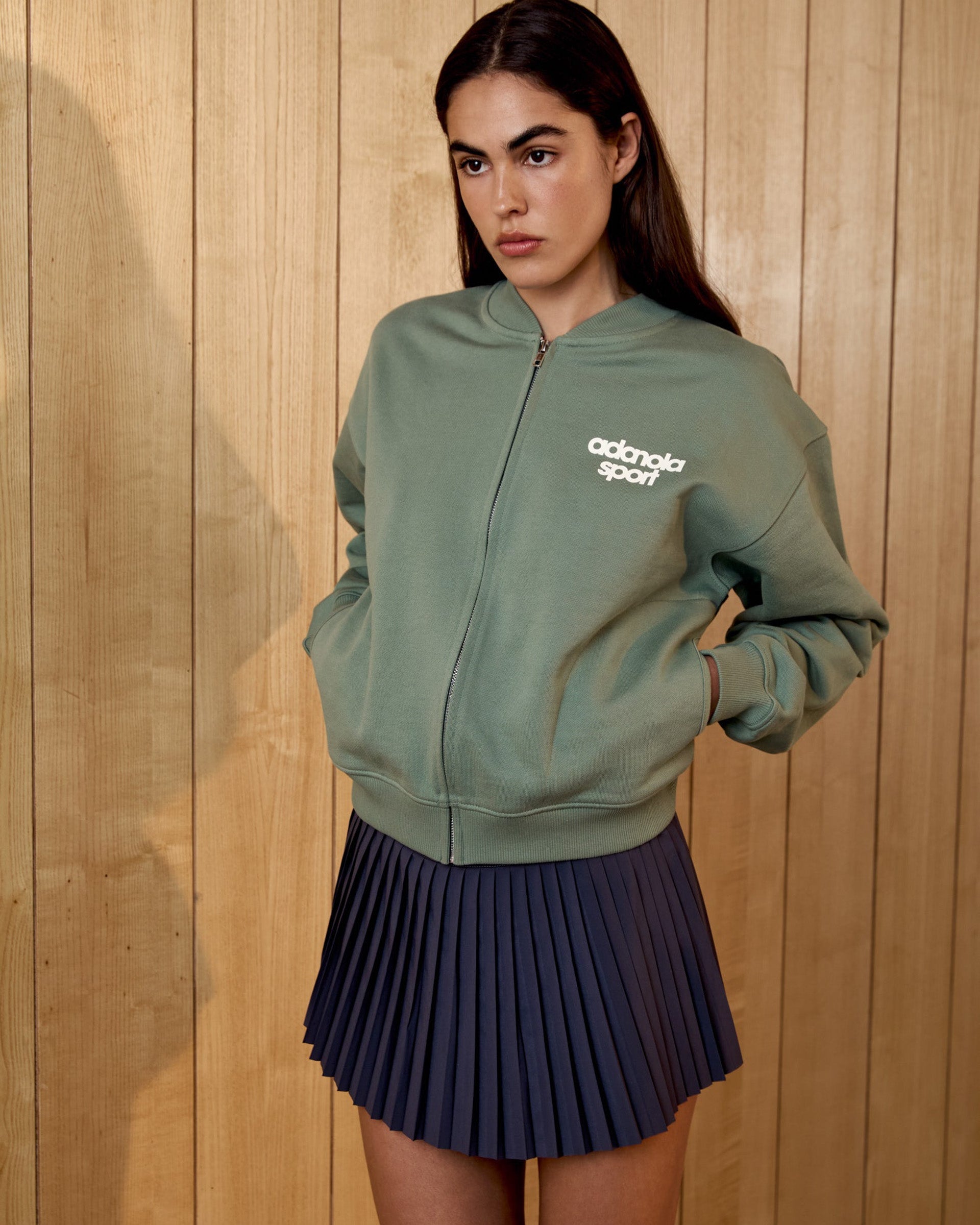 AS Bold Oversized Full Zip Sweatshirt - Eden Green/Marshmallow White