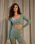 Ultimate Wrap Front Long Sleeve Top - Eden Green
