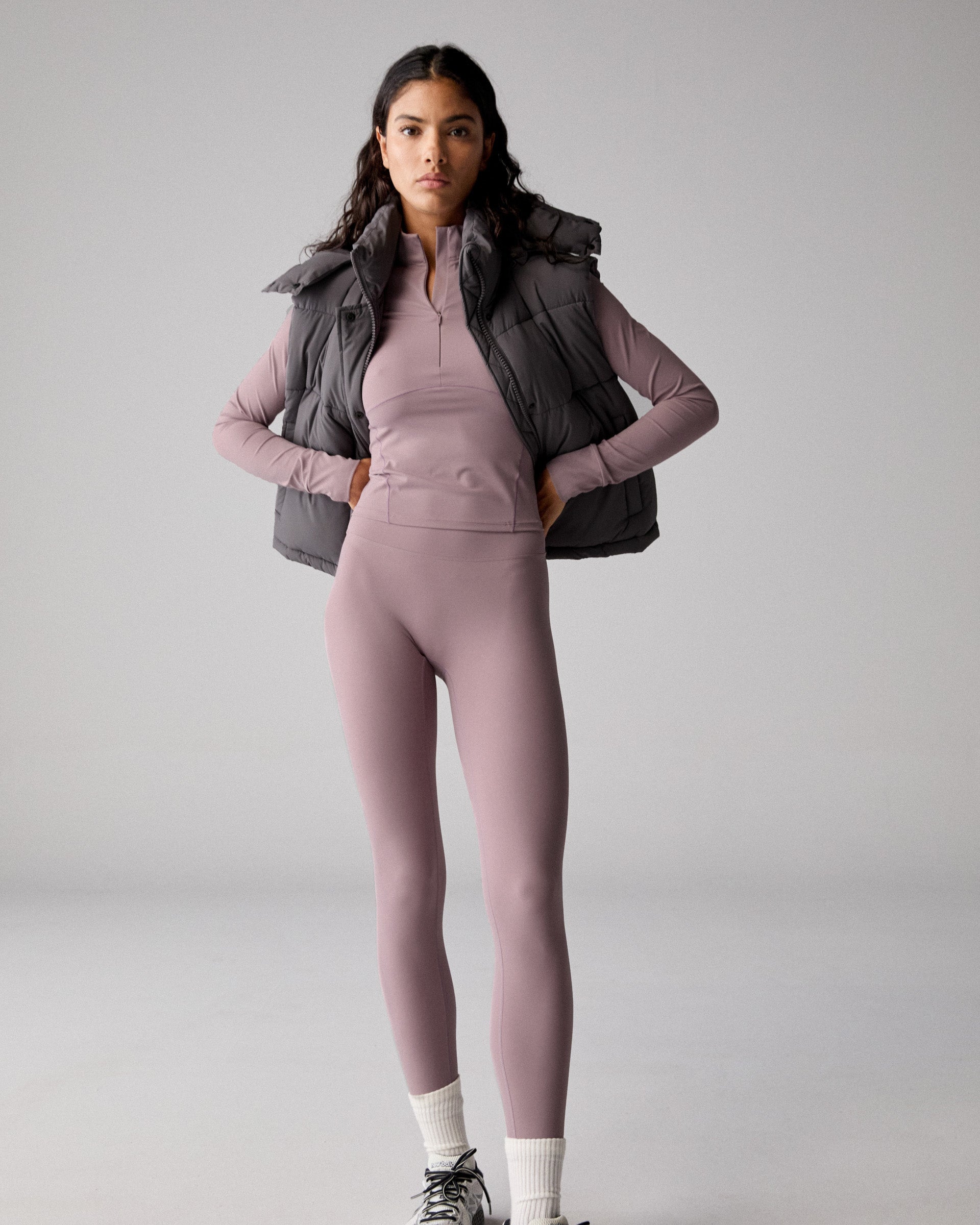 Ultimate Long Sleeve Seam Detail Zip Up Top - Dusk Purple