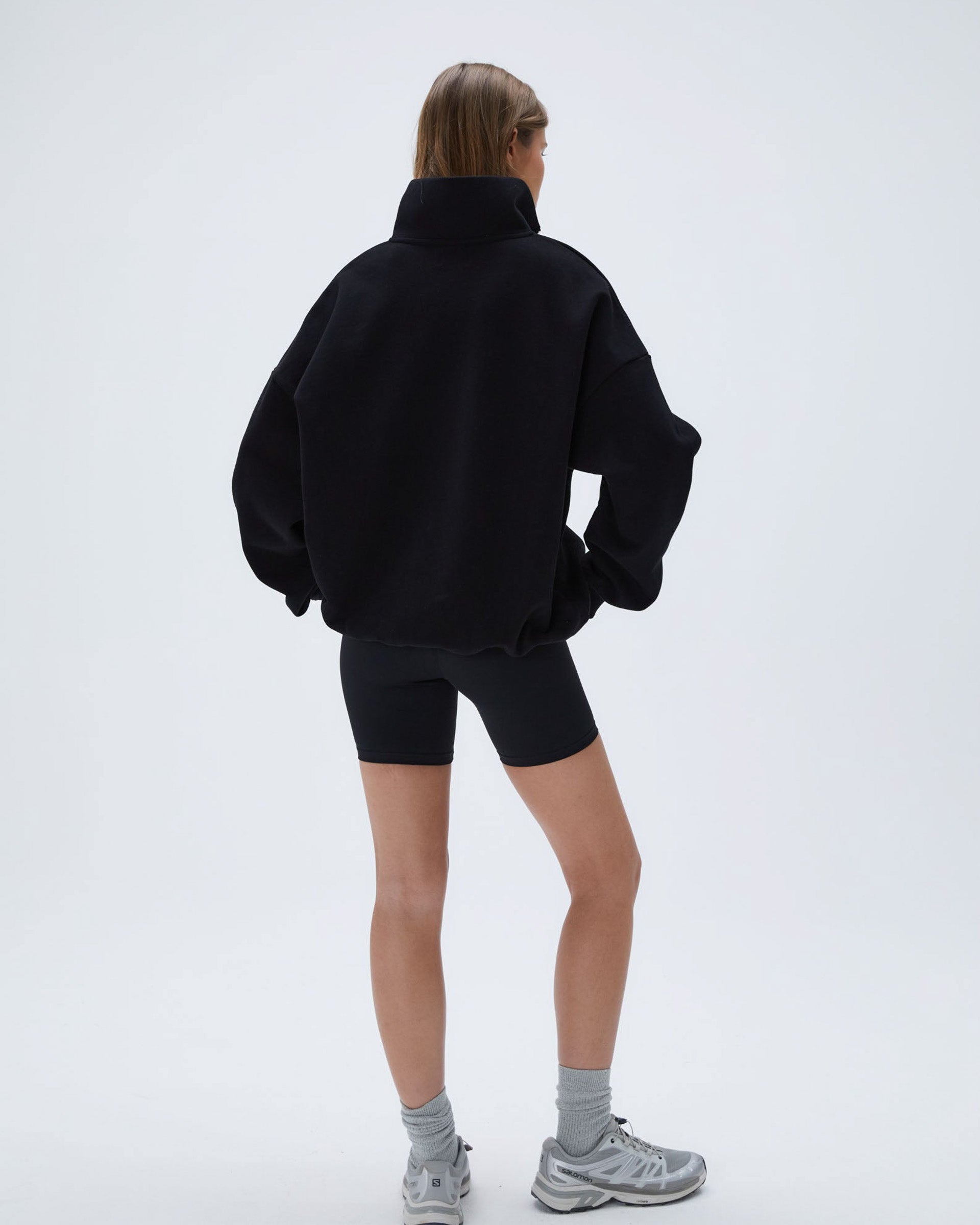 Outdoors Oversized Funnel Neck Zip Sweatshirt - Black