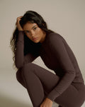 Ultimate Long Sleeve Seam Detail Top - Chocolate Brown