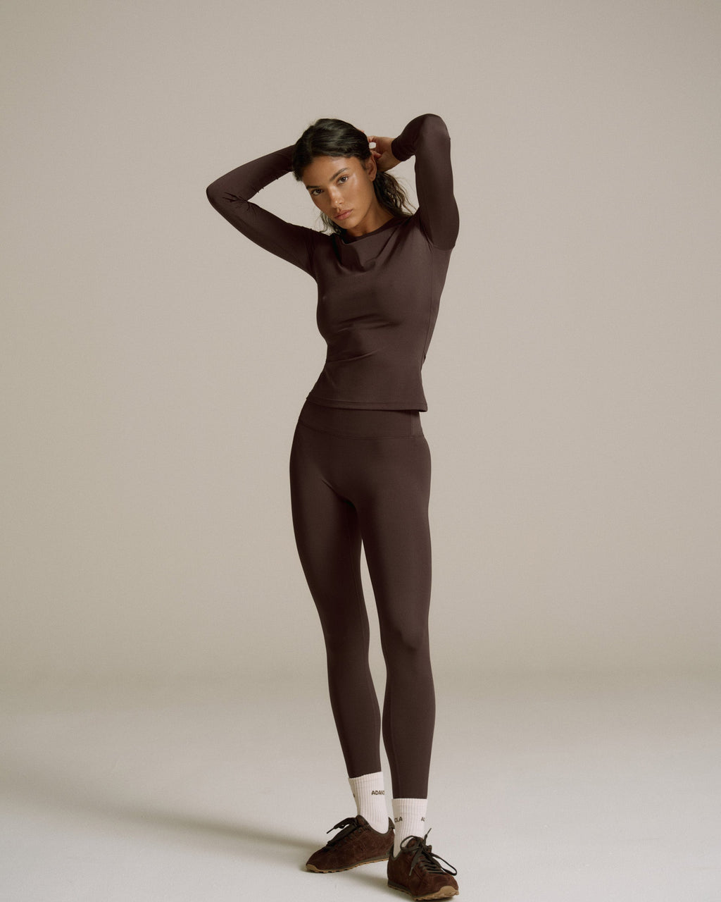Ultimate Long Sleeve Seam Detail Top - Chocolate Brown
