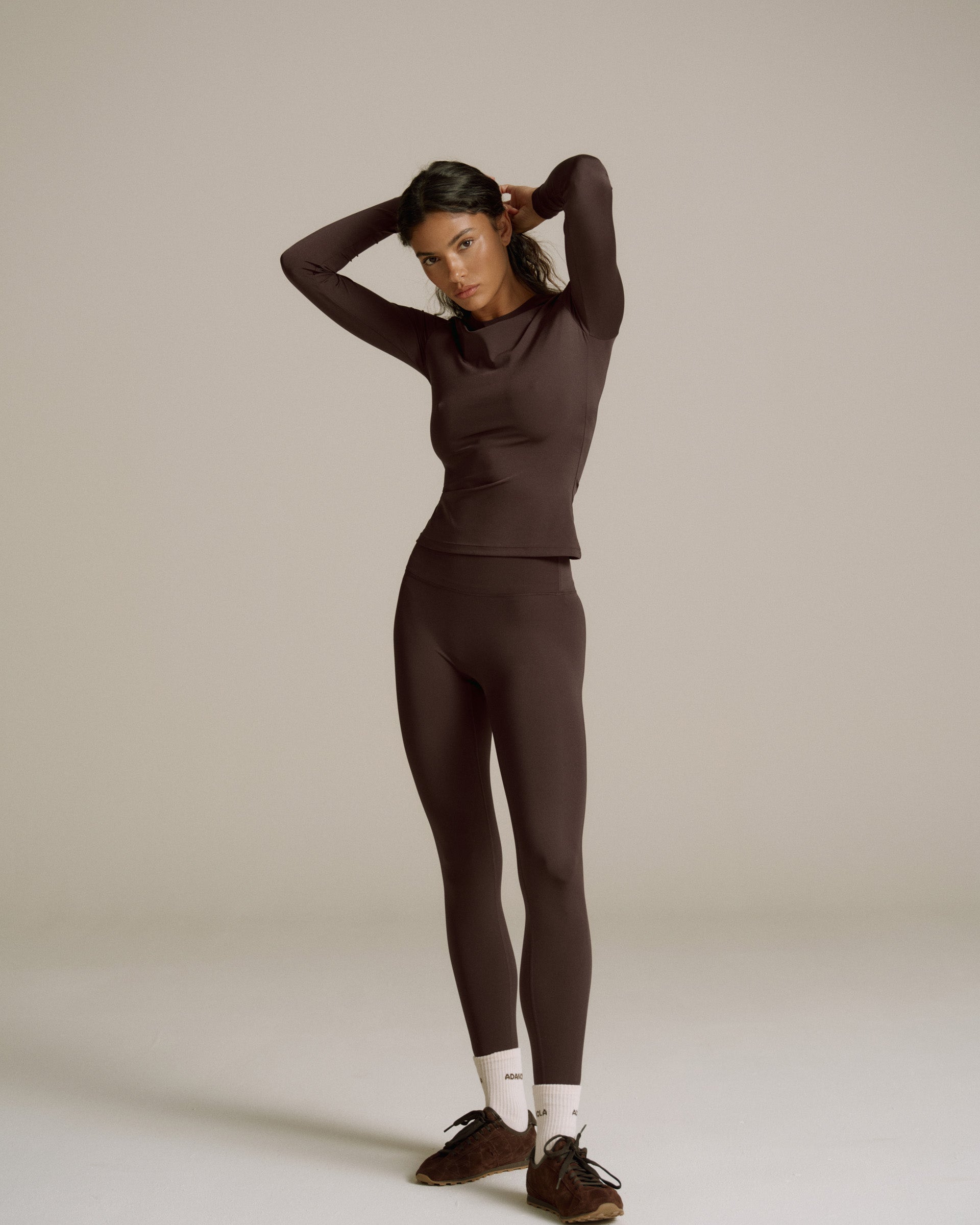 Ultimate Long Sleeve Seam Detail Top - Chocolate Brown