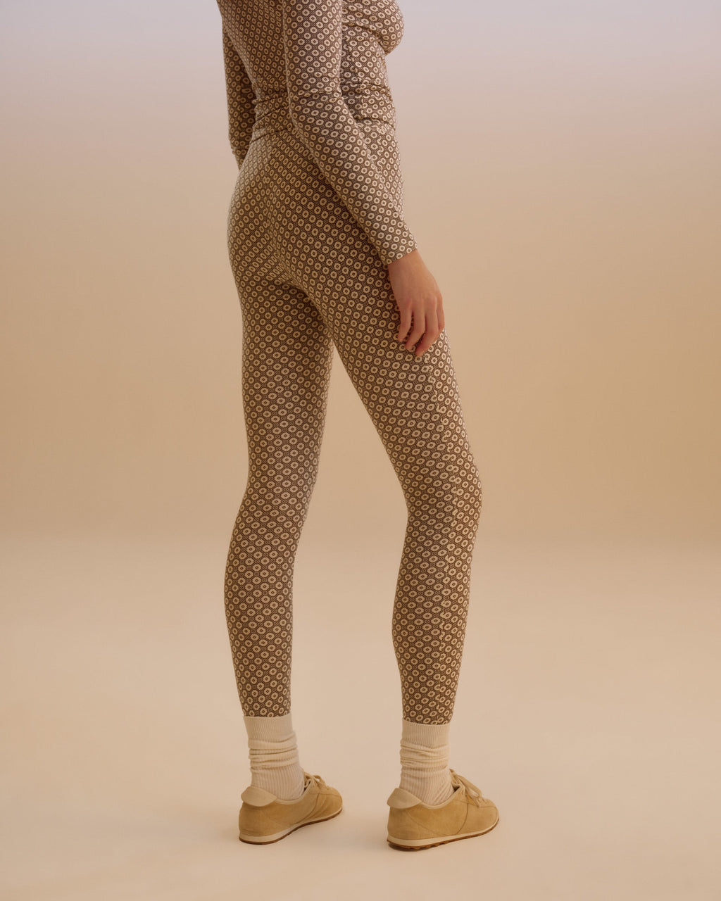 Thermal Printed Leggings - Marshmallow White/Coffee Bean
