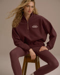 Classics Oversized Funnel Neck Zip Sweatshirt - Burgundy/Marshmallow White