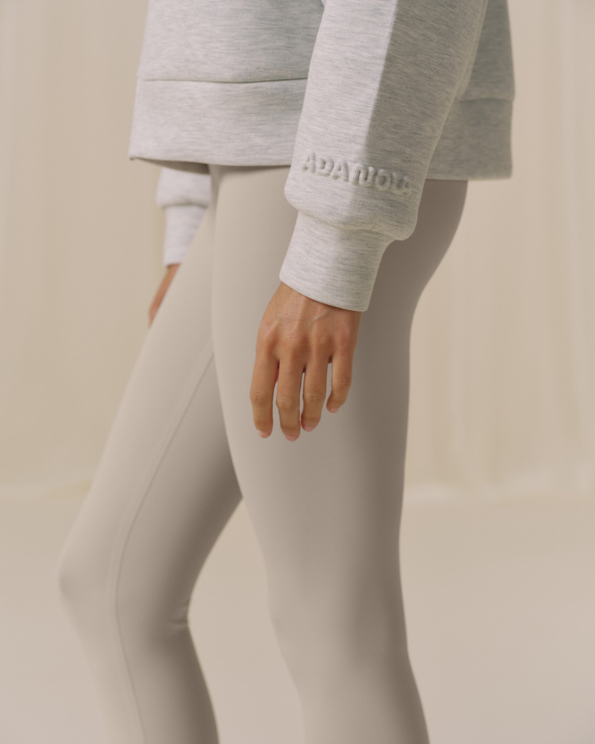 Bonded Funnel Neck Zip Sweatshirt - Light Grey Melange