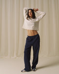 Branded Straight Leg Sweatpants - Navy Blue