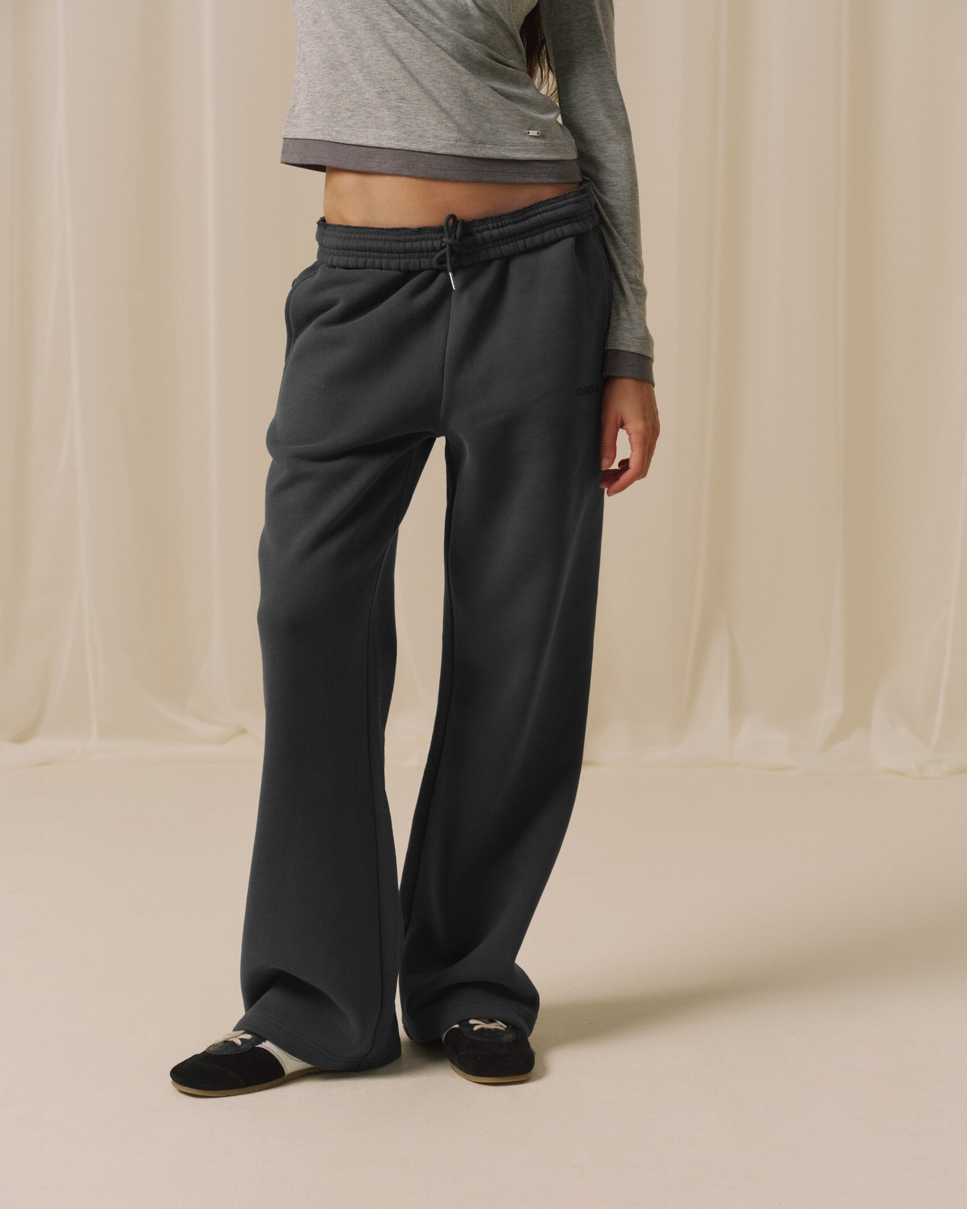 Branded Straight Leg Sweatpants - Graphite Grey