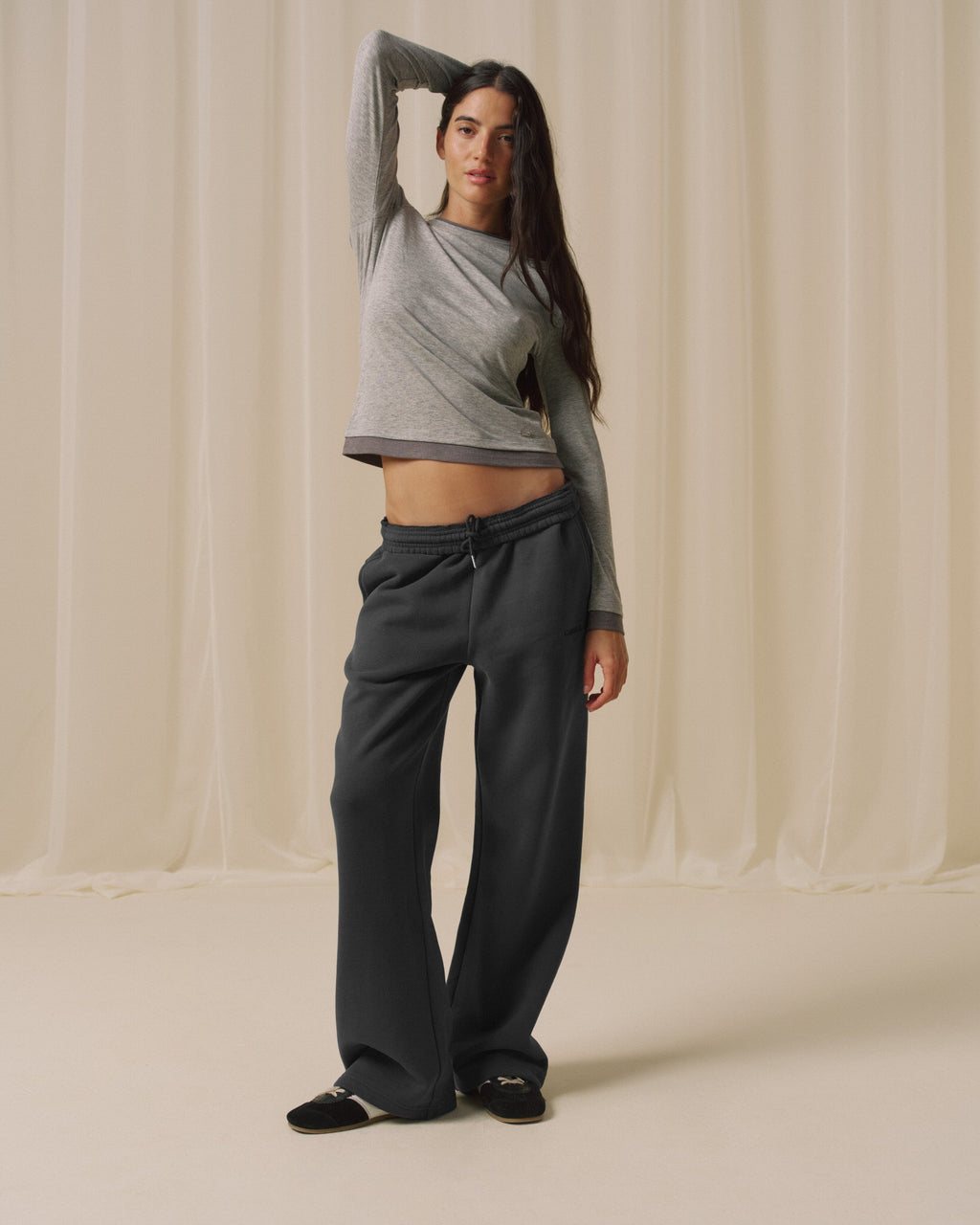 Branded Straight Leg Sweatpants - Graphite Grey