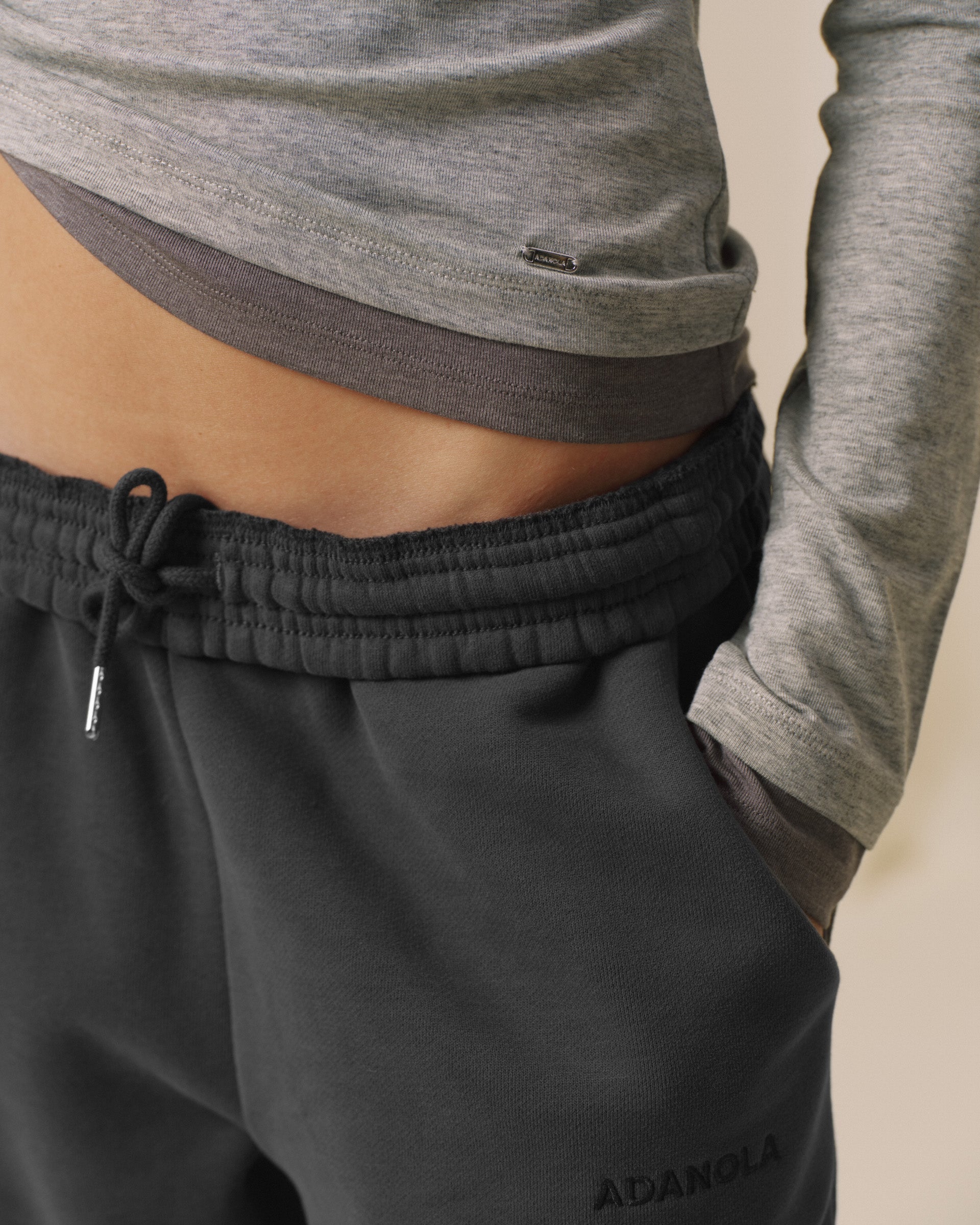 Branded Straight Leg Sweatpants - Graphite Grey