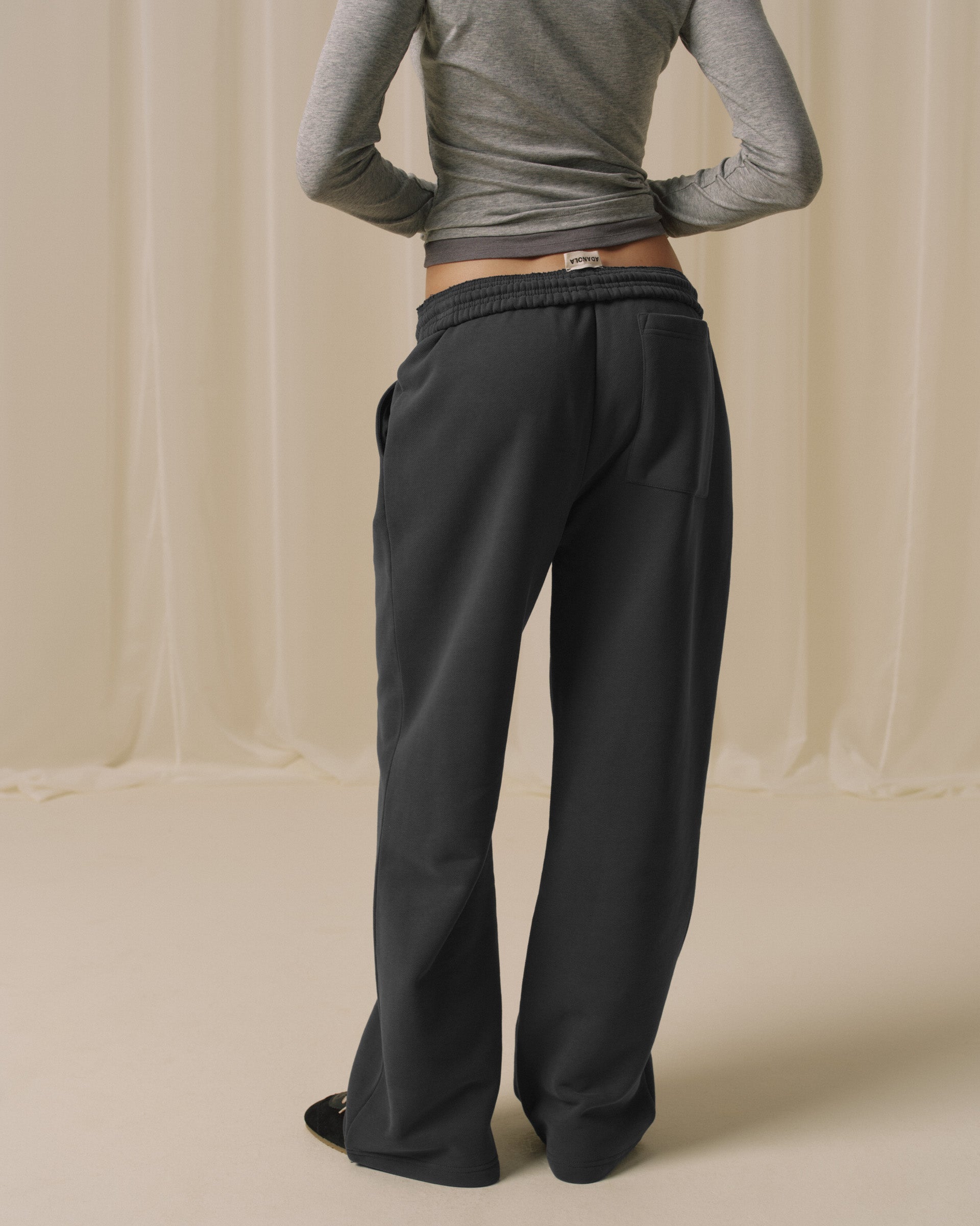 Branded Straight Leg Sweatpants - Graphite Grey