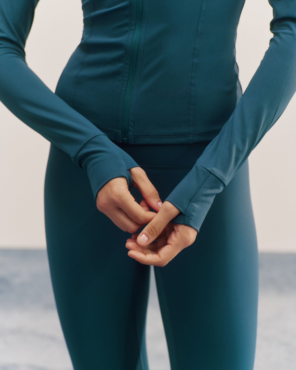 Ultimate Long Sleeve Zip Up Top - Teal Blue