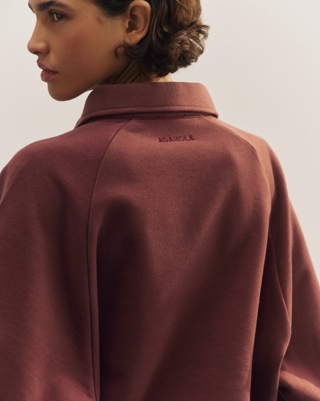 Slouchy Button Up Sweatshirt - Burgundy