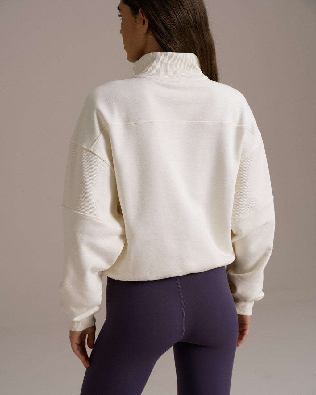 Sport Horizon Relaxed Funnel Neck Zip Sweatshirt - Marshmallow White