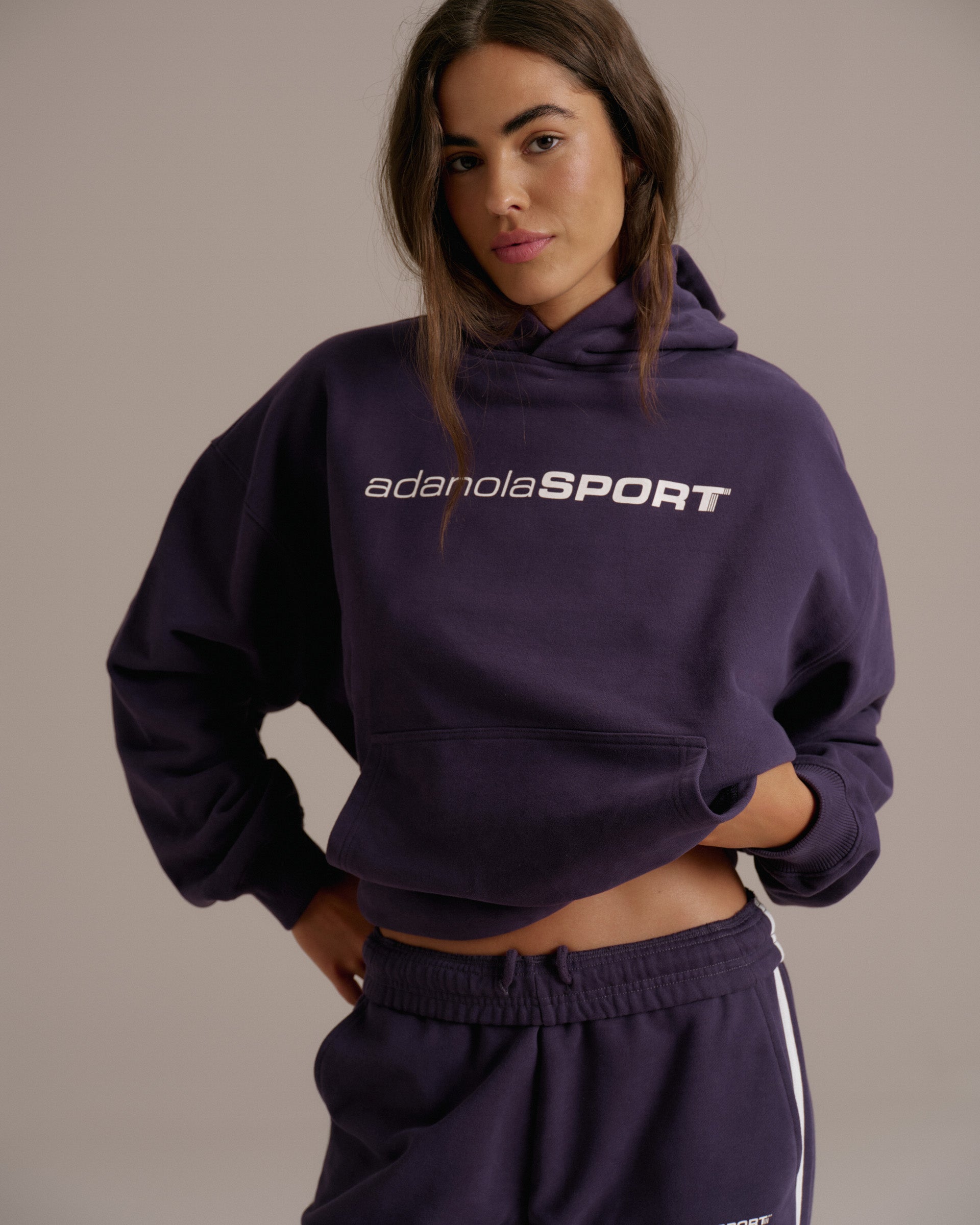 90s Sport Oversized Hoodie - Dark Plum