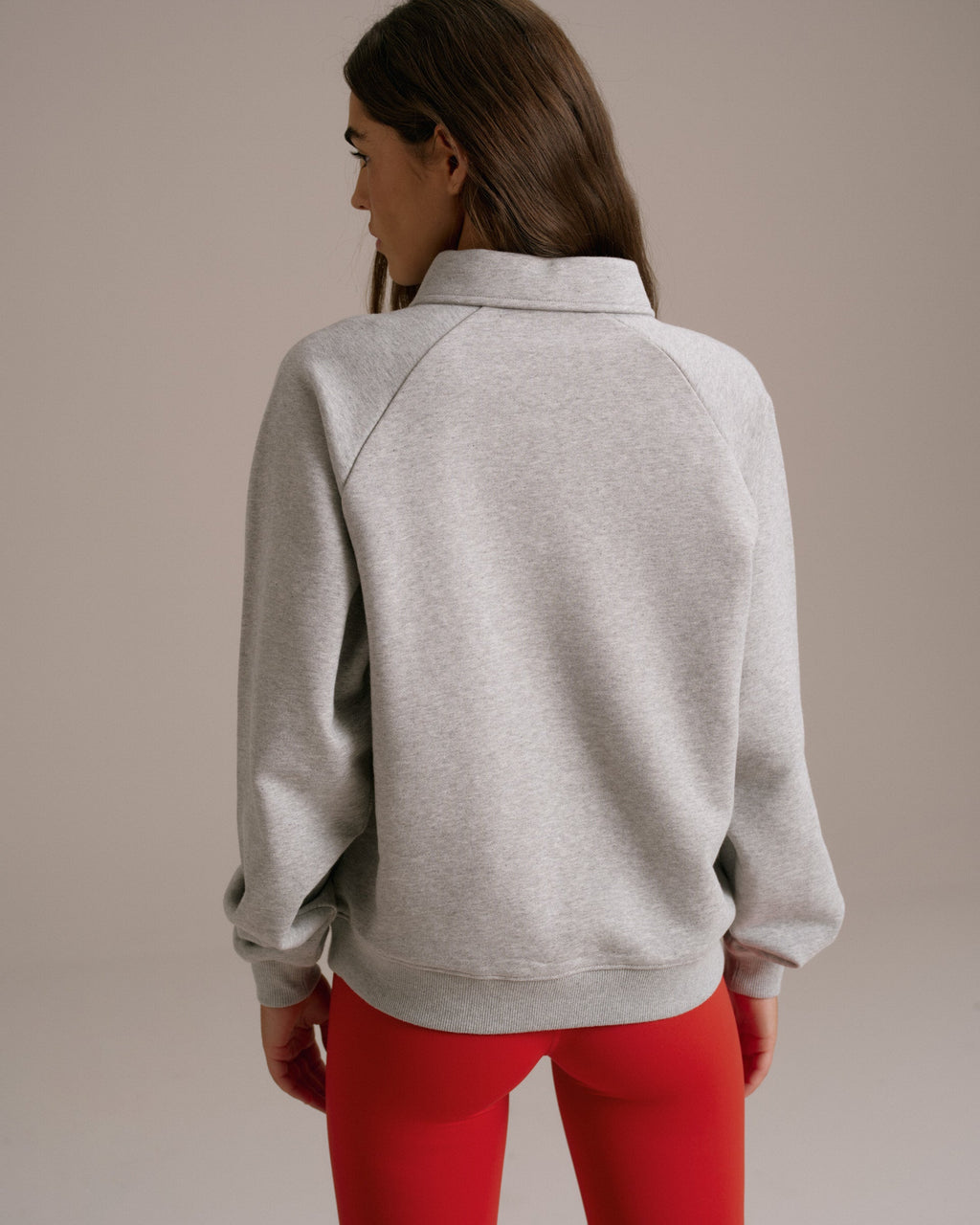 Raglan Polo Sweatshirt - Grey Melange