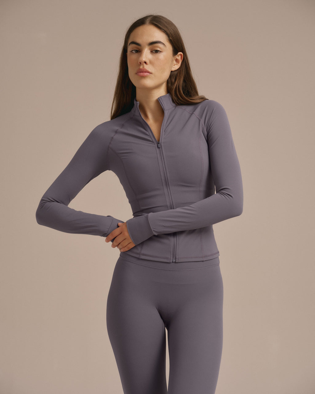 Ultimate Long Sleeve Zip Up Top - Dark Grey