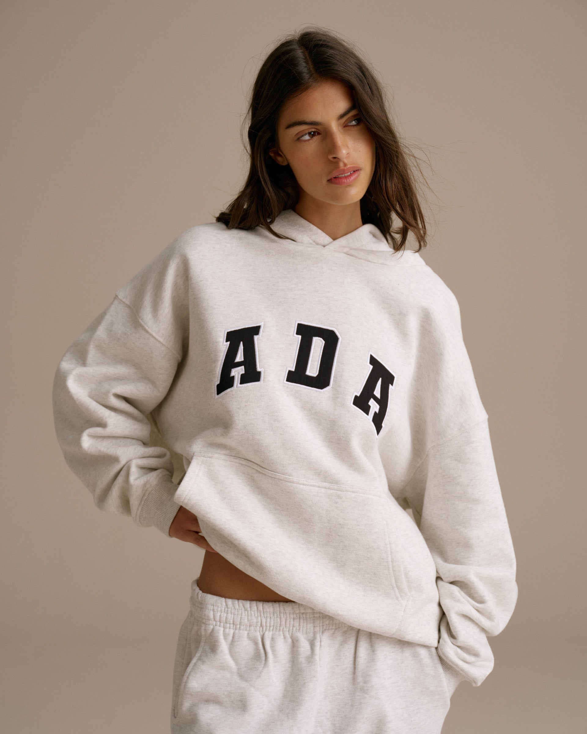 ADA Oversized Hoodie - Light Grey Melange