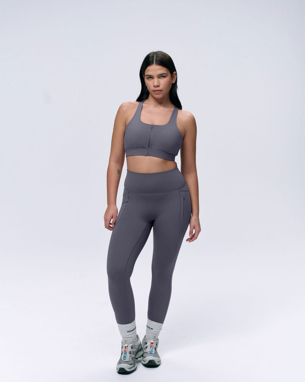 Ultimate Seam Detail Zip Pocket Leggings - Dark Grey