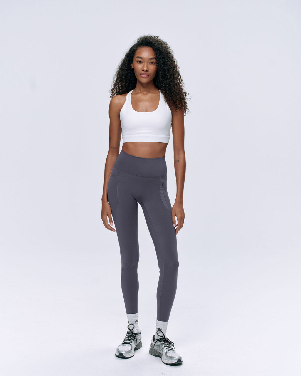 Ultimate Seam Detail Zip Pocket Leggings - Dark Grey