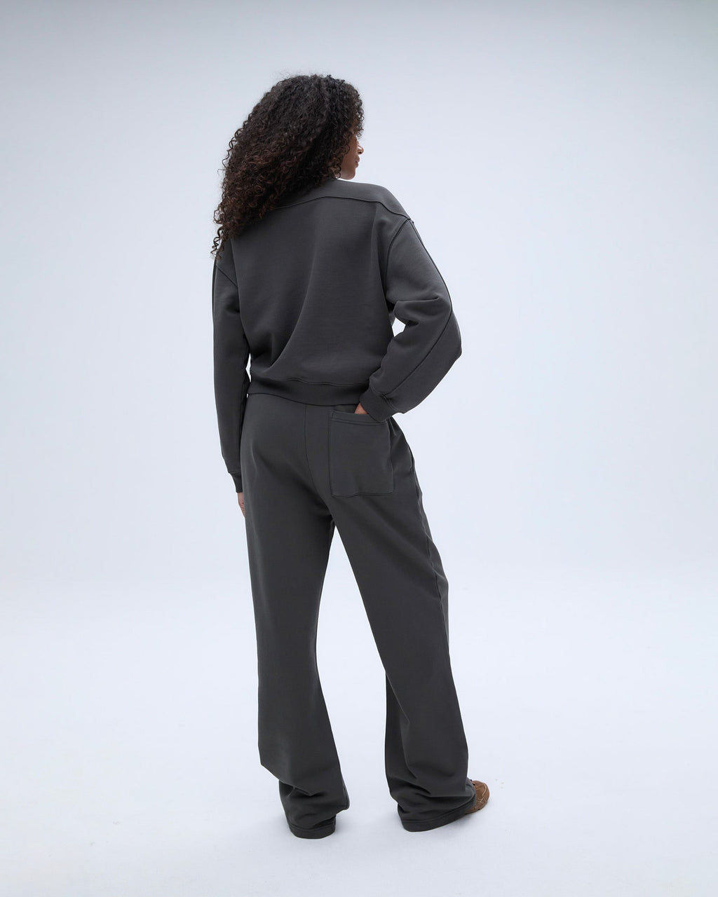 Classics Distressed Full Zip Sweatshirt - Charcoal Grey/Blush Pink